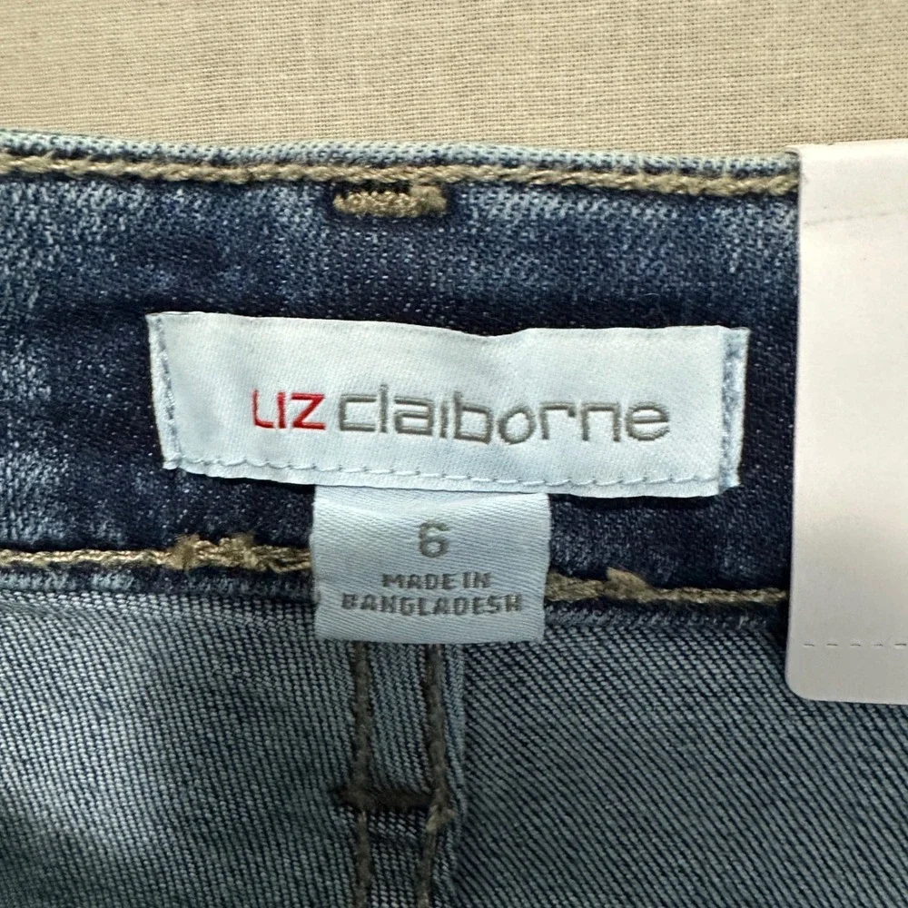Liz Claiborne Women's 6 Wide Leg Jeans Blue Parkside Wash High Rise Stretch NEW